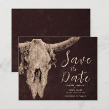 Rodeo Brown Bull Skull Budget Save The Date