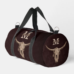 Rodeo Brown Western Bull Skull Monogram Land Plunjezak