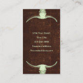 Rodeo Bruin Rustisch Western Tattoo Koop Bull Skul Visitekaartje (Achterkant)