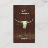 Rodeo Bruin Rustisch Western Tattoo Koop Bull Skul Visitekaartje (Voorkant)