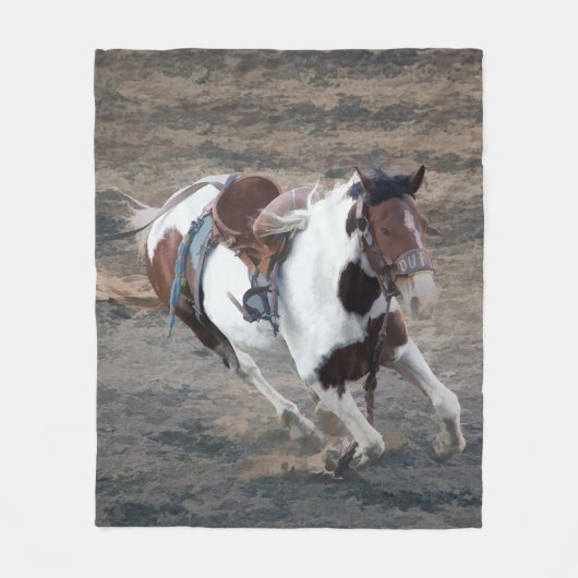Rodeo Bucking Pinto Bronco Fleece Deken (Voorkant)