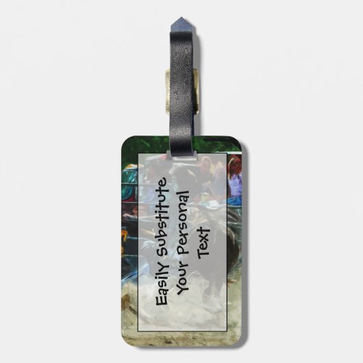 Rodeo Bull Ride Ending Abstract Impressionisme Bagagelabel (Achterkant verticaal)