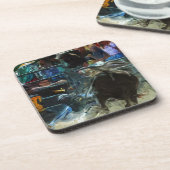 Rodeo Bull Ride Ending Abstract Impressionisme Drankjes Onderzetter (Linkerzijde)