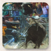 Rodeo Bull Ride Ending Abstract Impressionisme Drankjes Onderzetter (Voorkant)