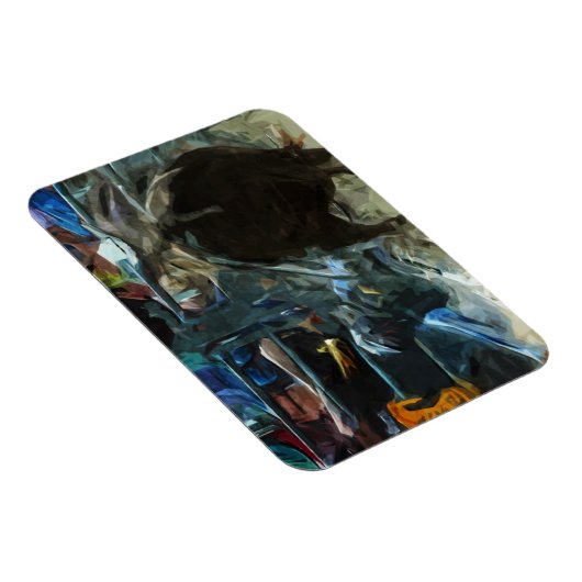 Rodeo Bull Ride Ending Abstract Impressionisme Magneet (Rechterzijde)