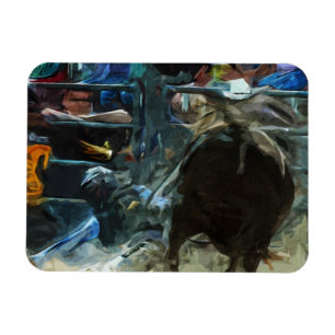 Rodeo Bull Ride Ending Abstract Impressionisme Magneet