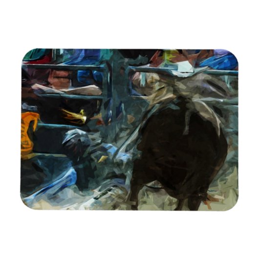 Rodeo Bull Ride Ending Abstract Impressionisme Magneet (Horizontaal)