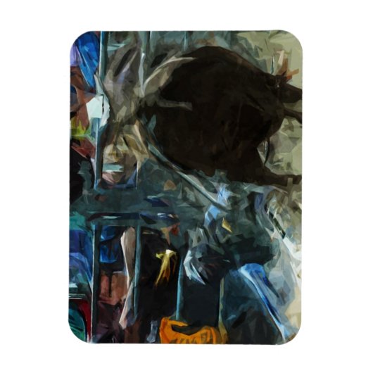 Rodeo Bull Ride Ending Abstract Impressionisme Magneet (Verticaal)