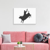 Rodeo Bull Ride silhouette Canvas Afdruk (Insitu (Woonkamer))
