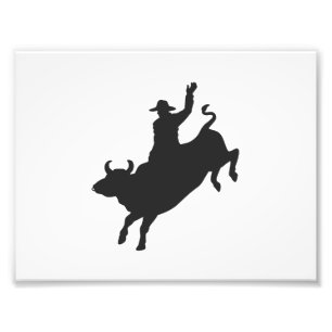 Rodeo Bull Ride silhouette Foto Afdruk