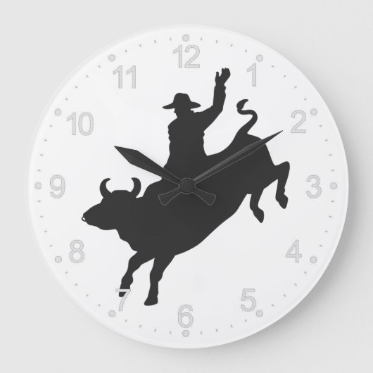 Rodeo Bull Ride silhouette Grote Klok (Voorkant)