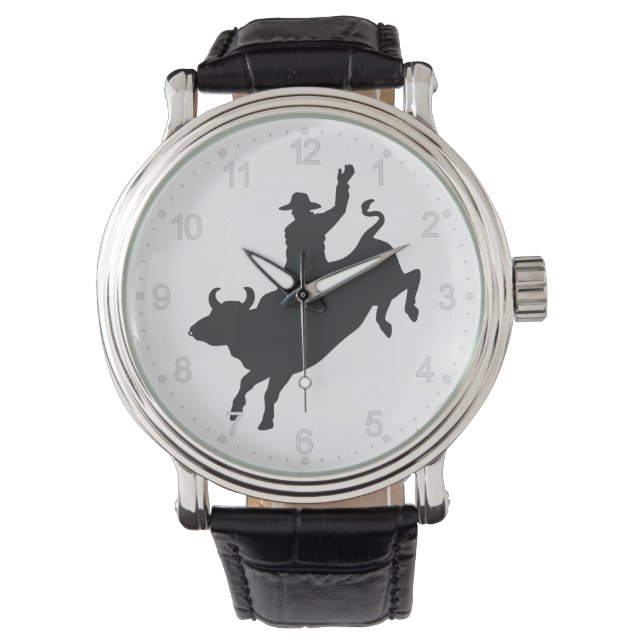 Rodeo Bull Ride silhouette Horloge (Voorkant)