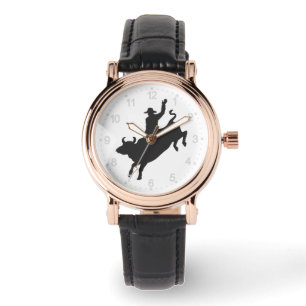 Rodeo Bull Ride silhouette Horloge
