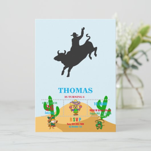 Rodeo Bull Ride silhouette Kaart (Staand voorkant)