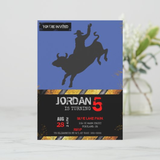 Rodeo Bull Ride silhouette Kaart (Staand voorkant)