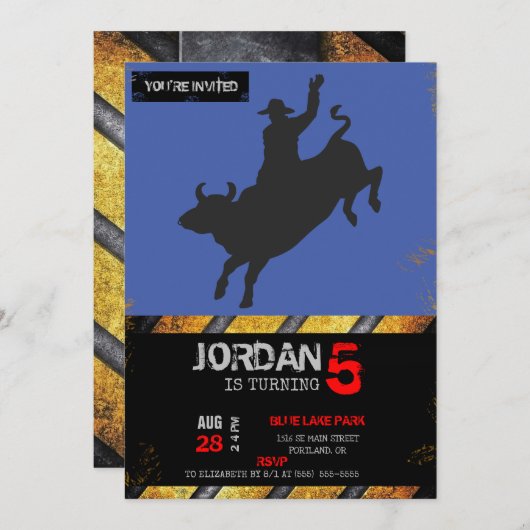 Rodeo Bull Ride silhouette Kaart (Voorkant / Achterkant)