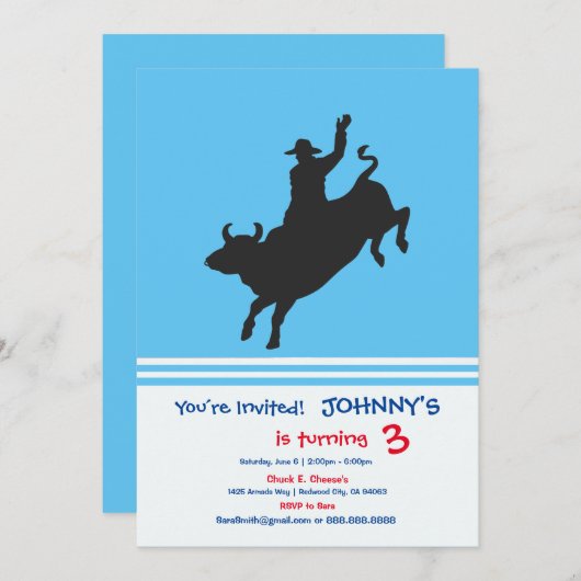 Rodeo Bull Ride silhouette Kaart (Voorkant / Achterkant)