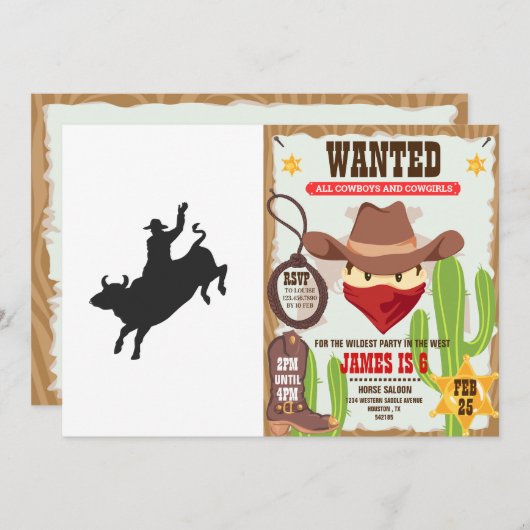 Rodeo Bull Ride silhouette Kaart (Voorkant / Achterkant)