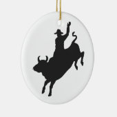 Rodeo Bull Ride silhouette Keramisch Ornament (Rechts)