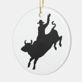 Rodeo Bull Ride silhouette Keramisch Ornament (Links)