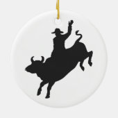 Rodeo Bull Ride silhouette Keramisch Ornament (Achterkant)