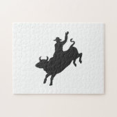 Rodeo Bull Ride silhouette Legpuzzel (Horizontaal)