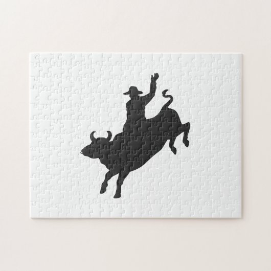 Rodeo Bull Ride silhouette Legpuzzel (Horizontaal)