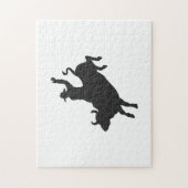 Rodeo Bull Ride silhouette Legpuzzel (Verticaal)