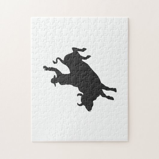 Rodeo Bull Ride silhouette Legpuzzel (Verticaal)