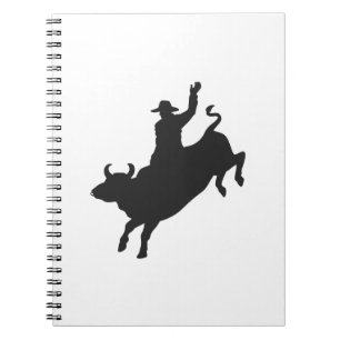 Rodeo Bull Ride silhouette Notitieboek
