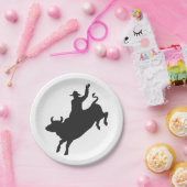 Rodeo Bull Ride silhouette Papieren Bordje (Feest)