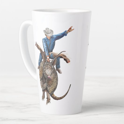 Rodeo Bull Rider Armadillo Broncodilo Latte Mok (Linkerhoek)