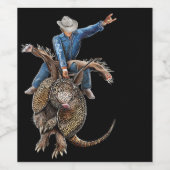 Rodeo Bull Rider Armadillo Broncodilo Wijn Etiket (Enkel label)