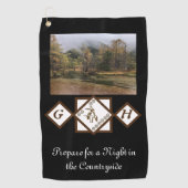 Rodeo Bull Rider en Longhorn Monogram Foto Golfhanddoek (Voorkant)