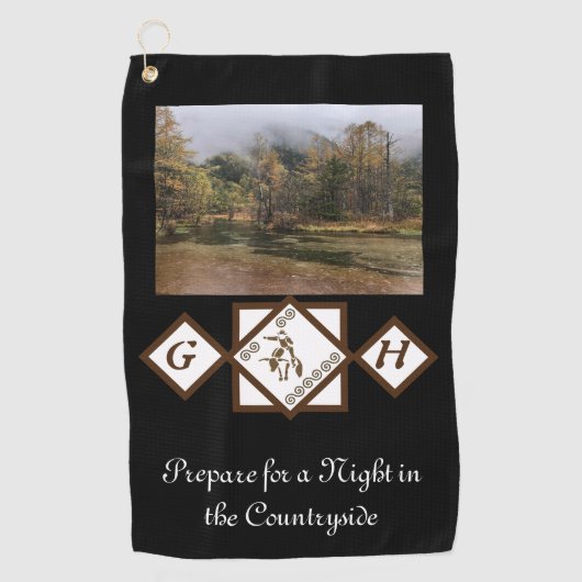 Rodeo Bull Rider en Longhorn Monogram Foto Golfhanddoek (Voorkant)