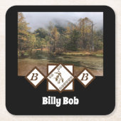 Rodeo Bull Rider en Longhorn Monogram Foto Kartonnen Onderzetters (Voorkant)