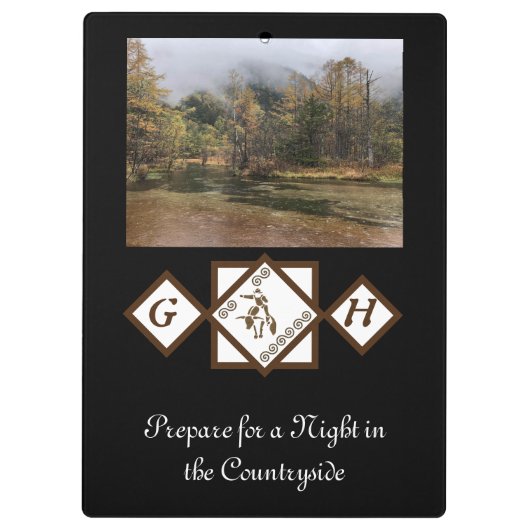 Rodeo Bull Rider en Longhorn Monogram Foto Klembord (Achterkant)