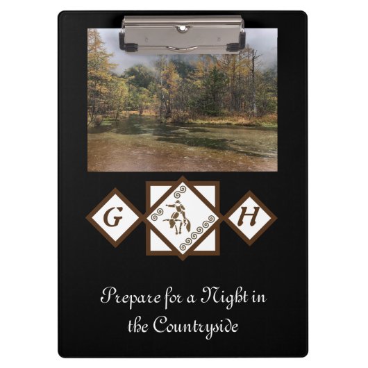 Rodeo Bull Rider en Longhorn Monogram Foto Klembord (Voorkant)