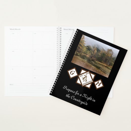 Rodeo Bull Rider en Longhorn Monogram Foto Planner (Display)