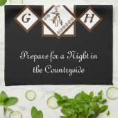 Rodeo Bull Rider en Longhorn Monogram Foto Theedoek (Gevouwen)