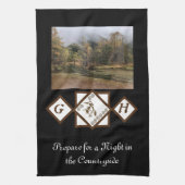 Rodeo Bull Rider en Longhorn Monogram Foto Theedoek (Verticaal)