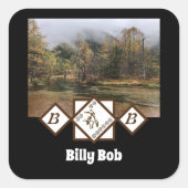 Rodeo Bull Rider en Longhorn Monogram Foto Vierkante Sticker (Voorkant)