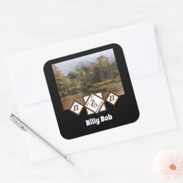 Rodeo Bull Rider en Longhorn Monogram Foto Vierkante Sticker