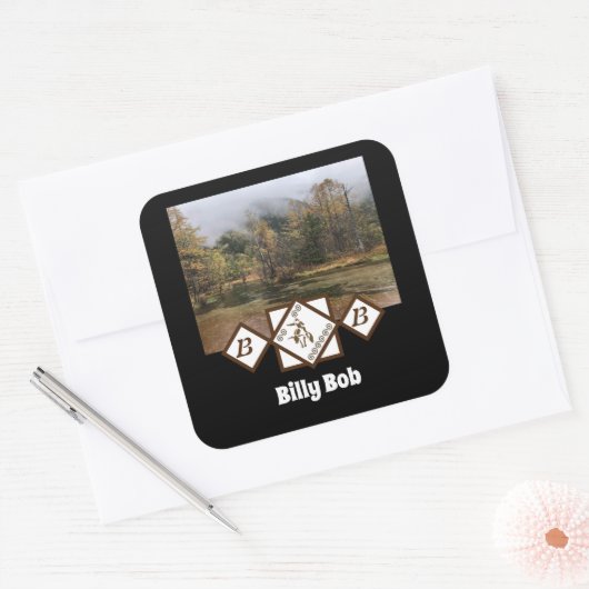 Rodeo Bull Rider en Longhorn Monogram Foto Vierkante Sticker (Envelop)