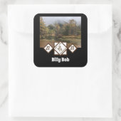 Rodeo Bull Rider en Longhorn Monogram Foto Vierkante Sticker (Tas)