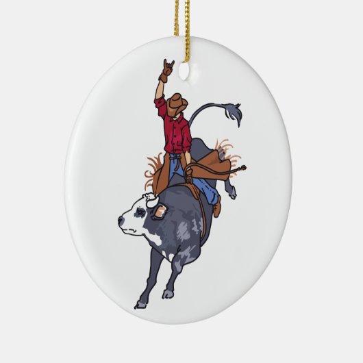 Rodeo Bull Rider Keramisch Ornament (Rechts)