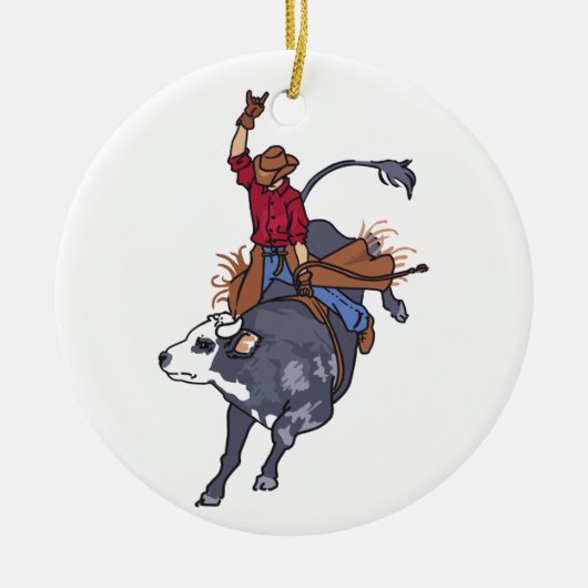 Rodeo Bull Rider Keramisch Ornament (Voorkant)