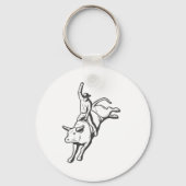Rodeo Bull Rider Line Art Western Emblem Sleutelhanger (Voorkant)