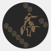 Rodeo Bull Rider op een Longhorn Ronde Sticker (Voorkant)