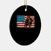 Rodeo Bull Rider Patriottic American Flag Cowboys Keramisch Ornament (Rechts)